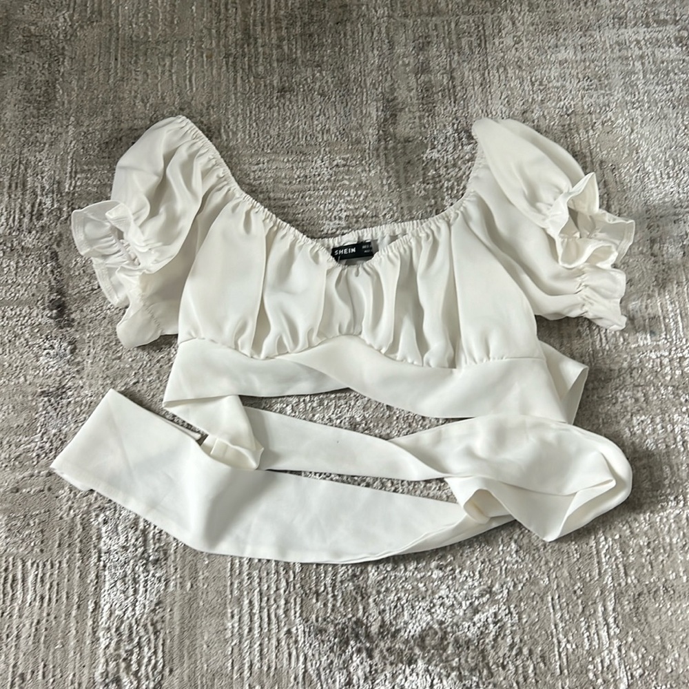 Cropped wrap blouse